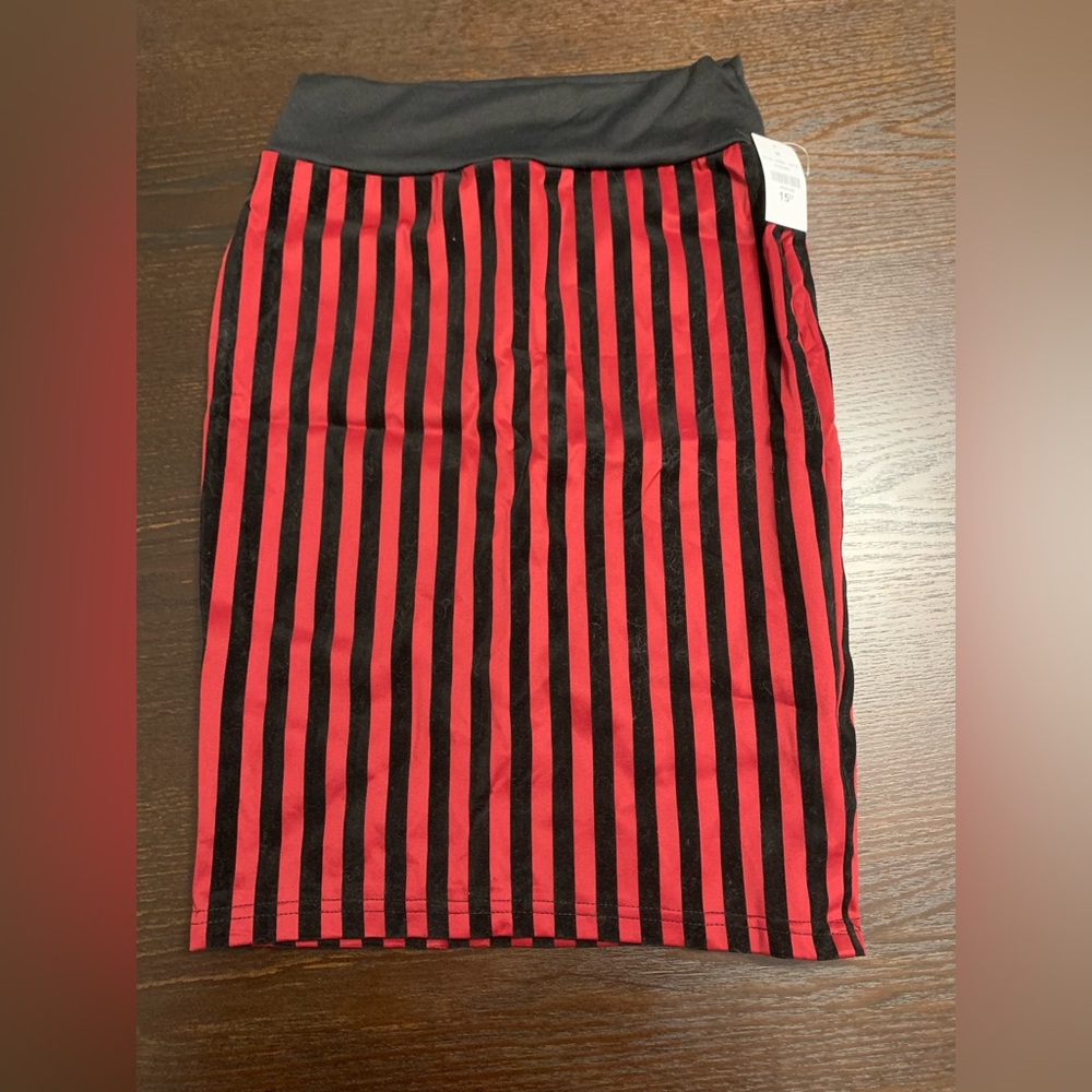 Red and Black Stripes Pencil Skirt Size Medium NWT